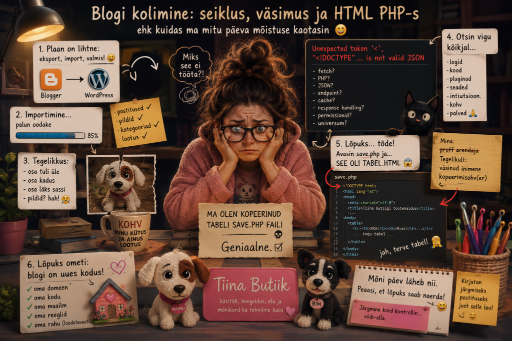 Illustratsioon Tiina blogi WordPressi kolimisest