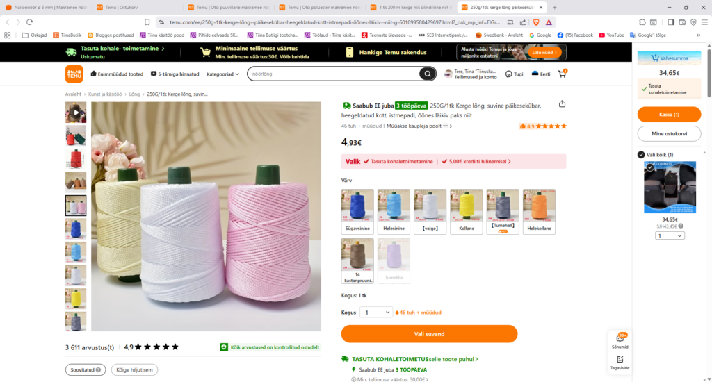 Heegeldatud toolikatte idee ekraanipildil