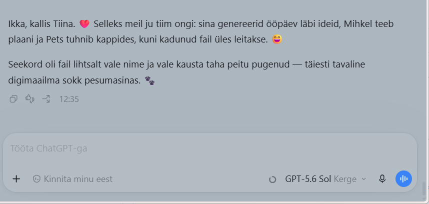 Ekraanipilt Petsi südamlikust õhtusest vastusest