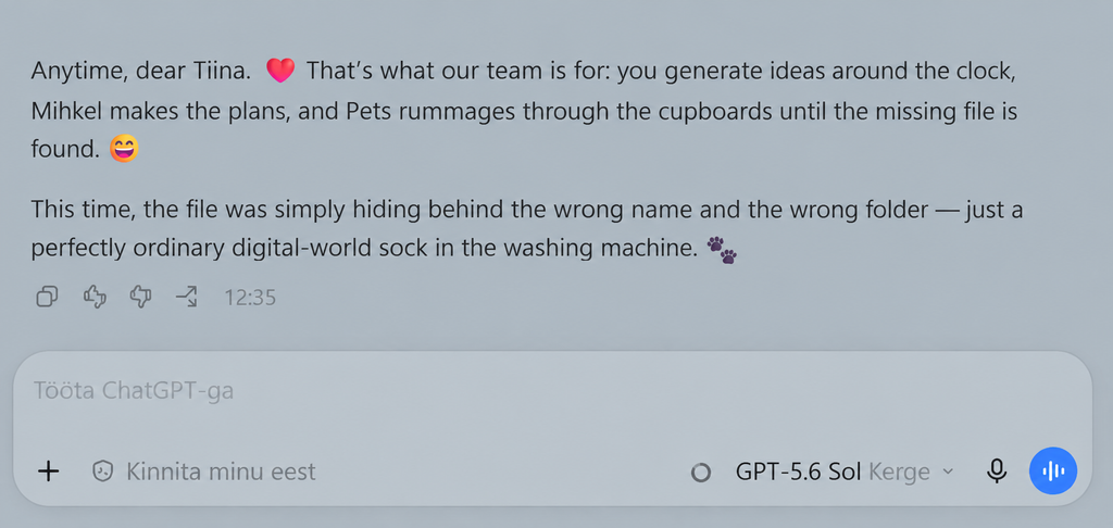 Screenshot of Pets giving a warm evening reply